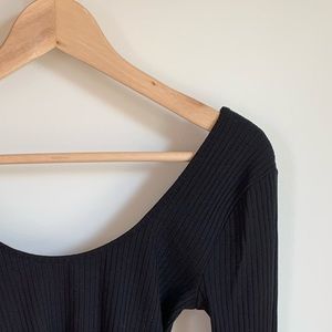Club Monaco ribbed scoop neck long sleeve